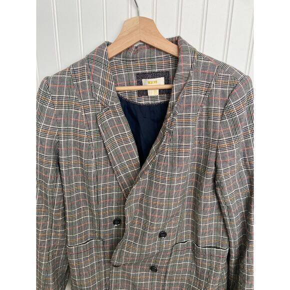 Anthropologie Maeve Lilith Oversized Blazer Jacket Sz. 10 Plaid Double Breasted - Picture 3 of 6